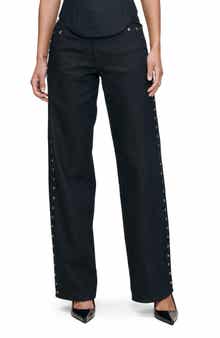 Kaylen Embellished Rhinestones High Waist Soft Curve Barrel Jeans