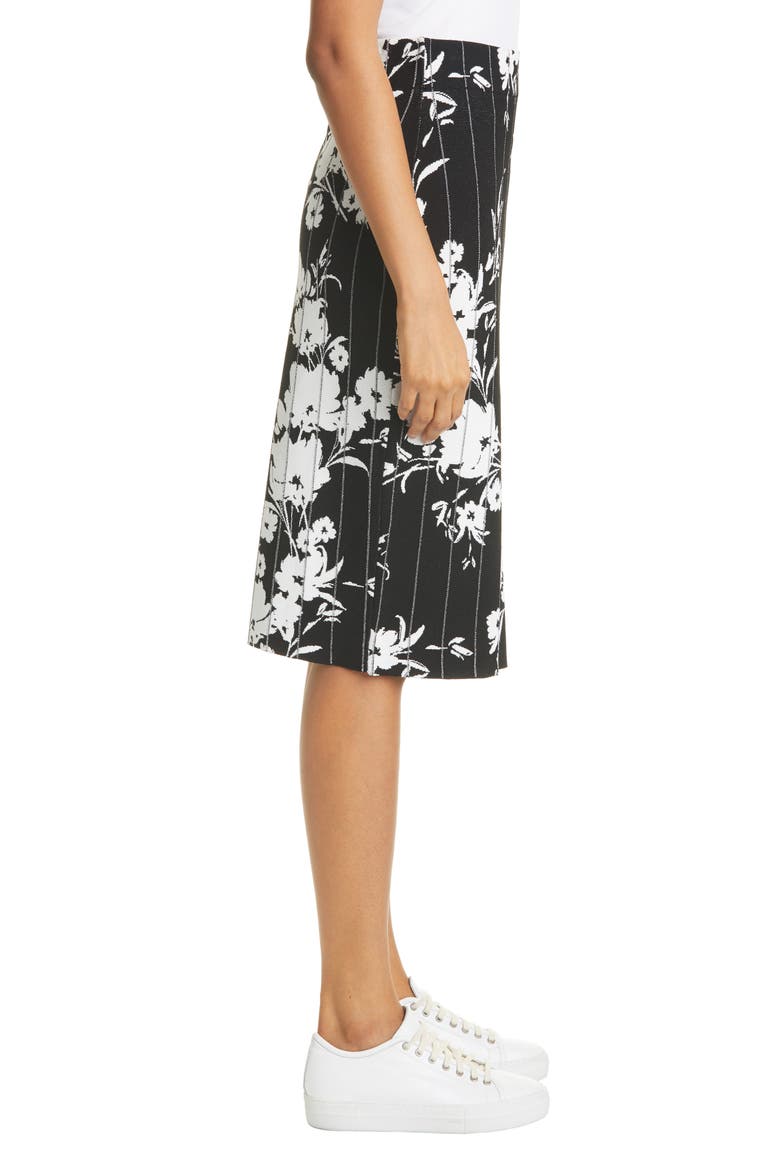 Silhouette Floral Pencil Skirt, Alternate, color, BLACK/WHITE