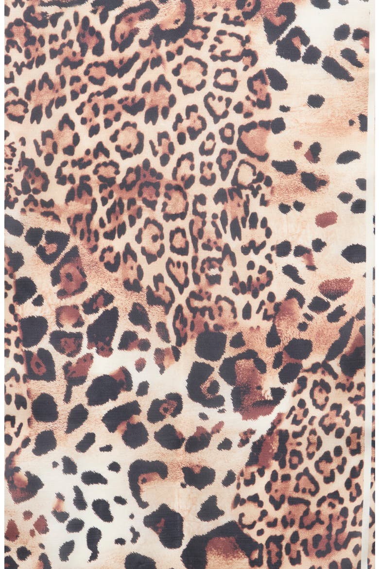 Leopard Print Oblong Scarf, Alternate, color, BROWN