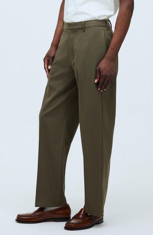 Madewell Relaxed Straight Leg Cotton & Wool Trousers In Green