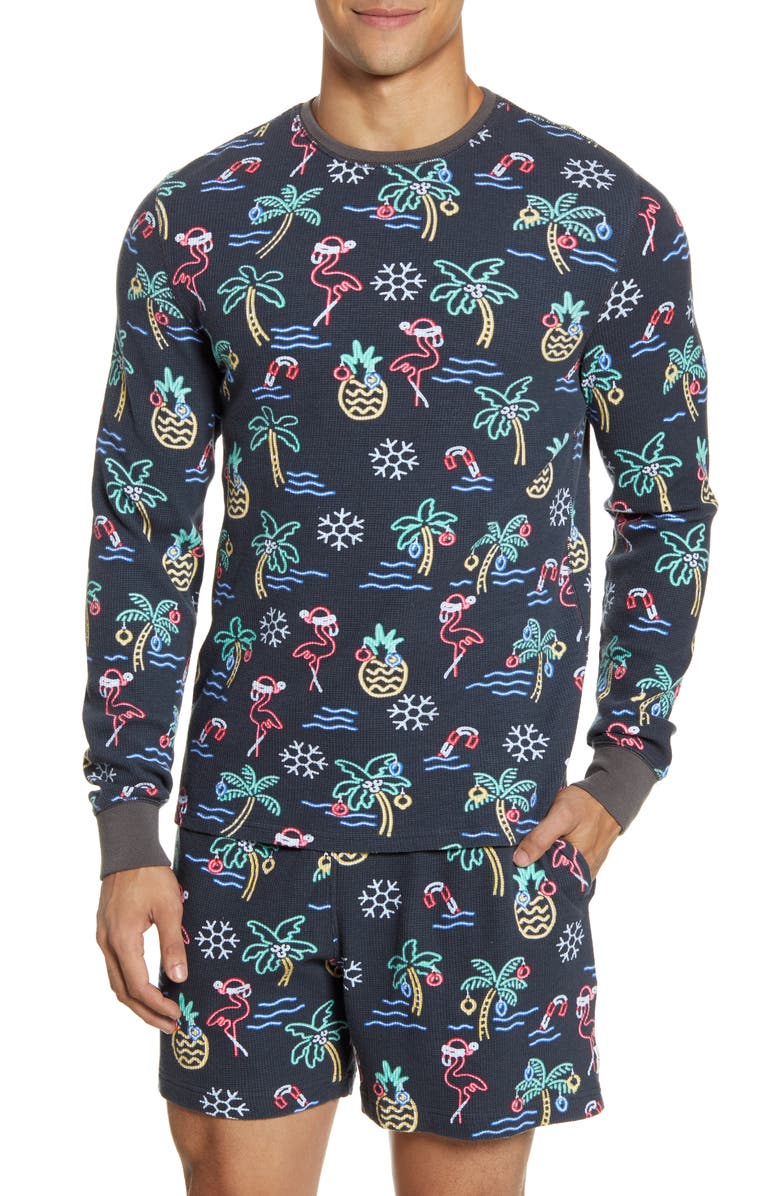 Chubbies The Lights Santa Action Long Sleeve Thermal T-Shirt, Main, color, 