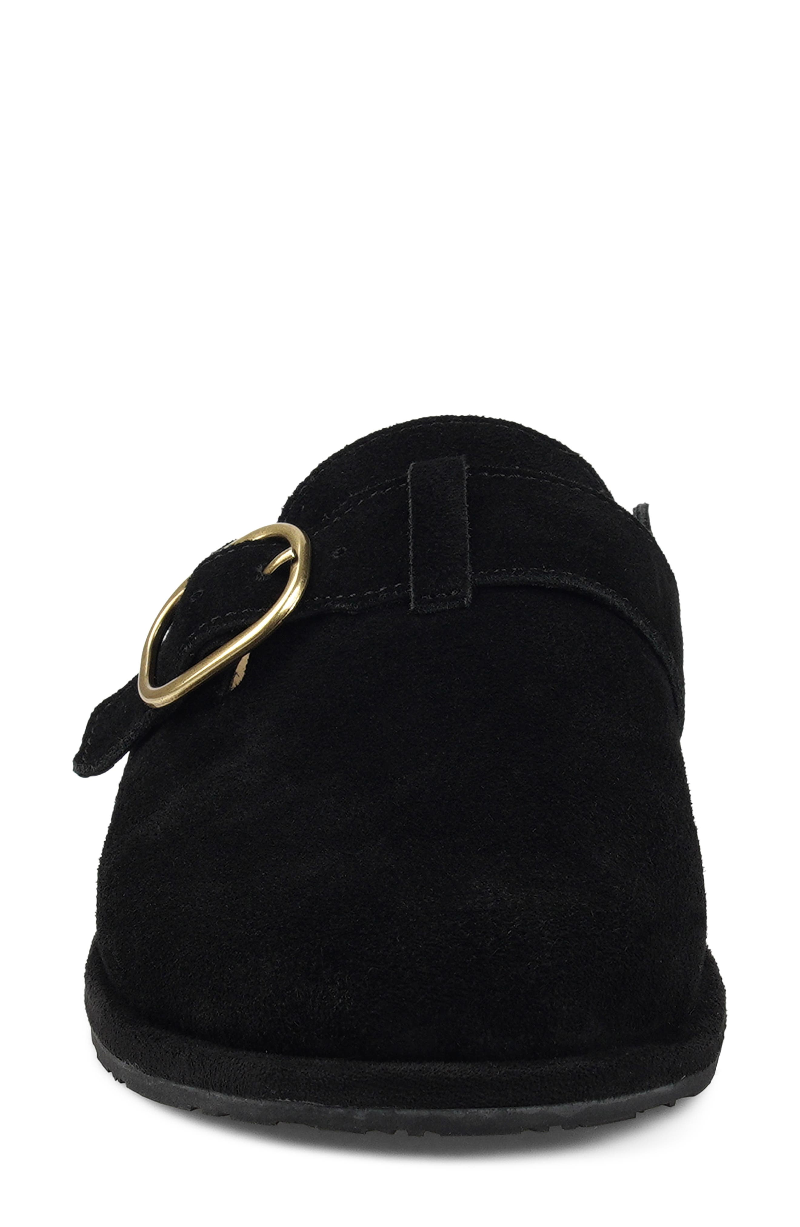 National Comfort Buckle Strap Clog, Alternate, color, Black Suede