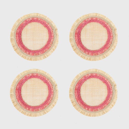 Joanna Buchanan Ruffle Edge Straw Coasters In White