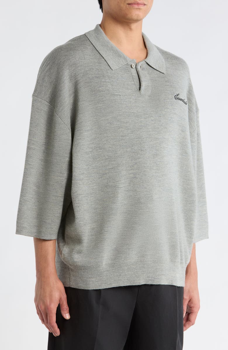 Fear of God Essentials Signature Wool Polo Sweater, Alternate, color, Concrete Heather