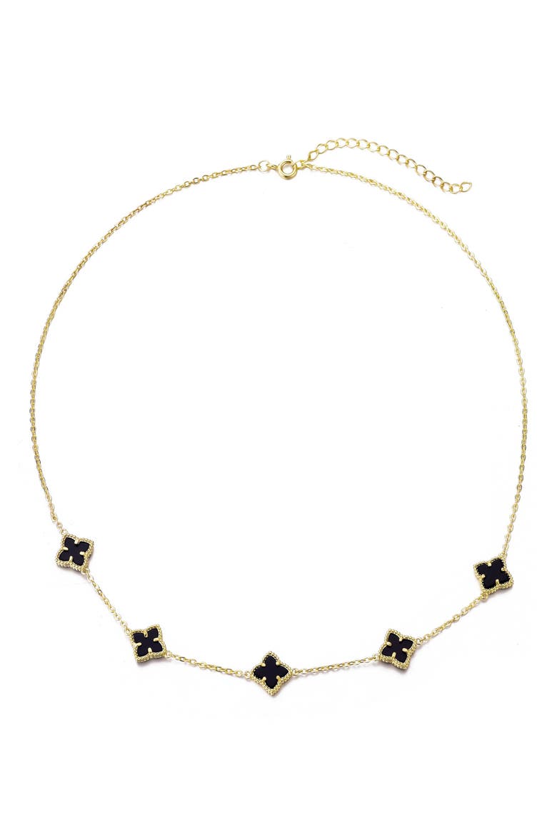 Mother of Pearl Station Necklace, Alternate, color, BLACK