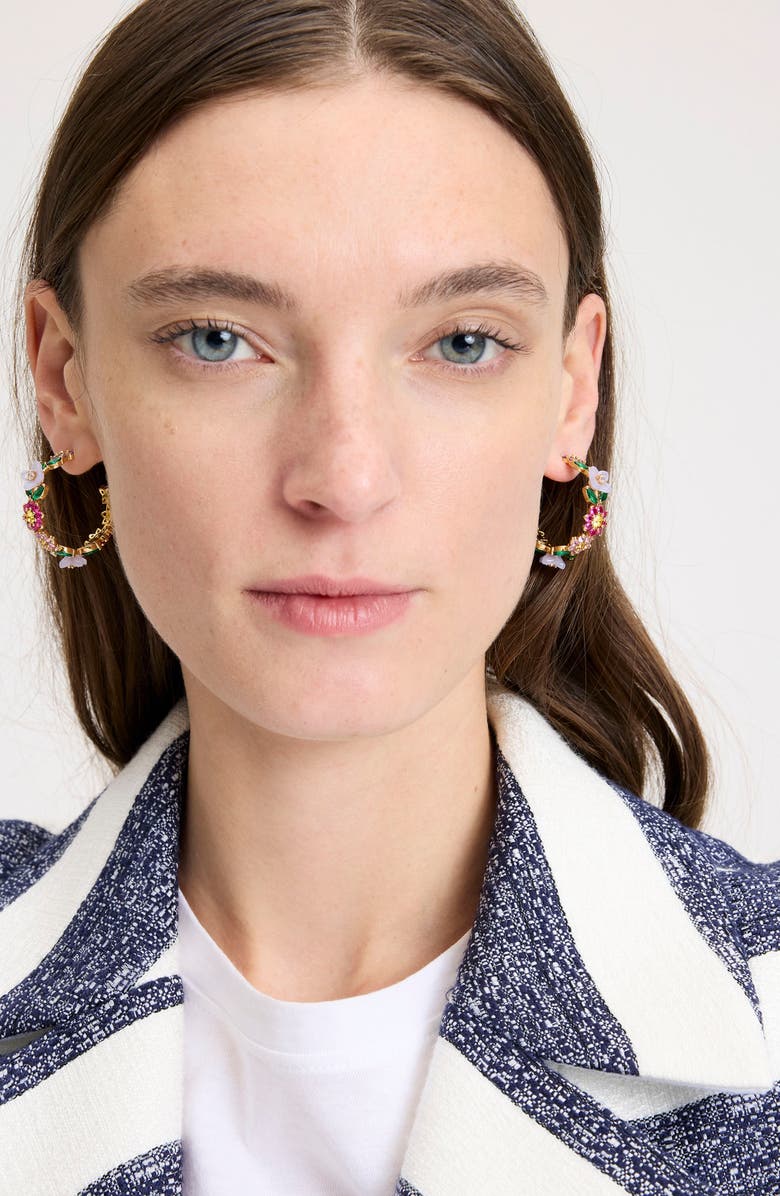 Kate Spade New York bursting blooms hoop earrings, Alternate, color,