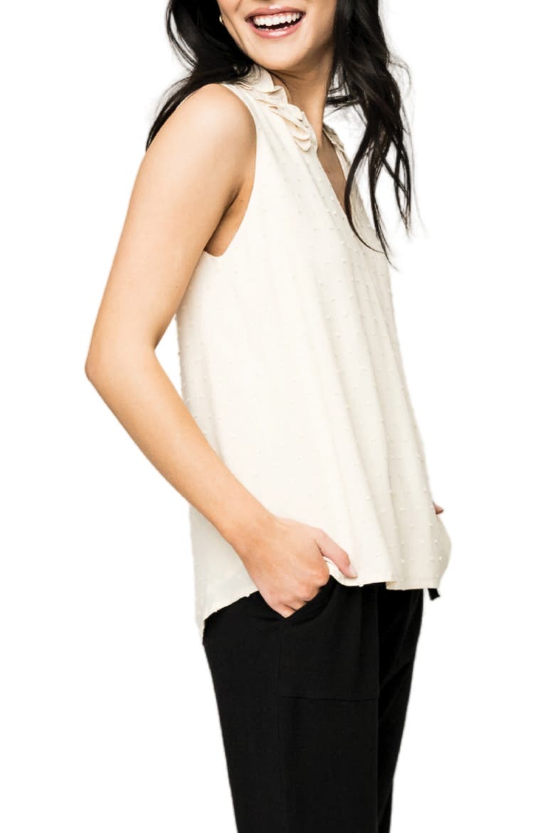 Ruffle Trim Sleeveless Top, Alternate, color, CREAM