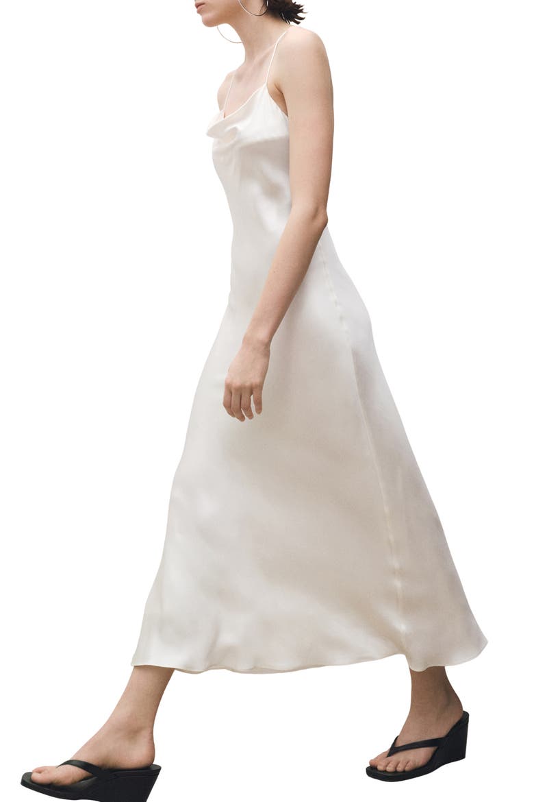 Mulberry Silk Blend Cowl Neck Slipdress, Alternate, color, OFF WHITE