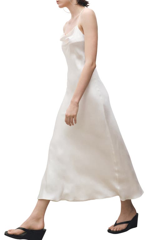 Mango Mulberry Silk Blend Cowl Neck Slipdress In Off White