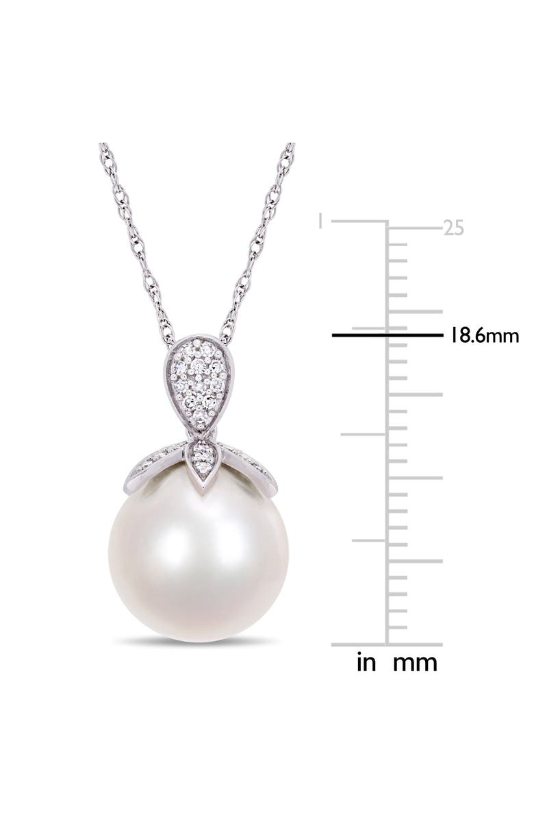 DELMAR Cultured Freshwater Pearl & Diamond Pendant Necklace - 0.1ct., Alternate, color, White