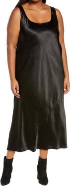 Vince Square Neck Satin Tank Dress