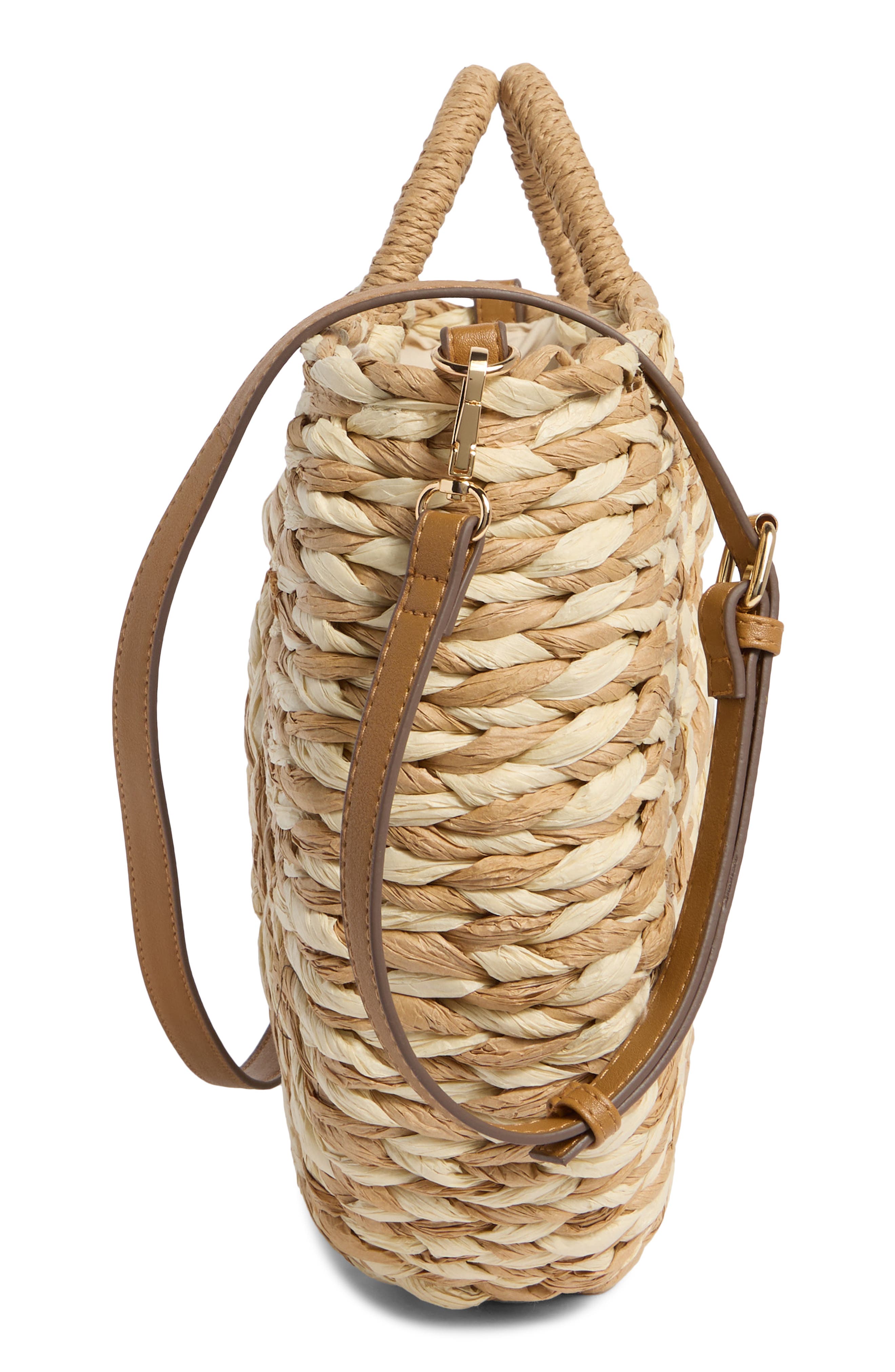 Collection XIIX Two-Tone Half Moon Straw Tote, Alternate, color, Natural