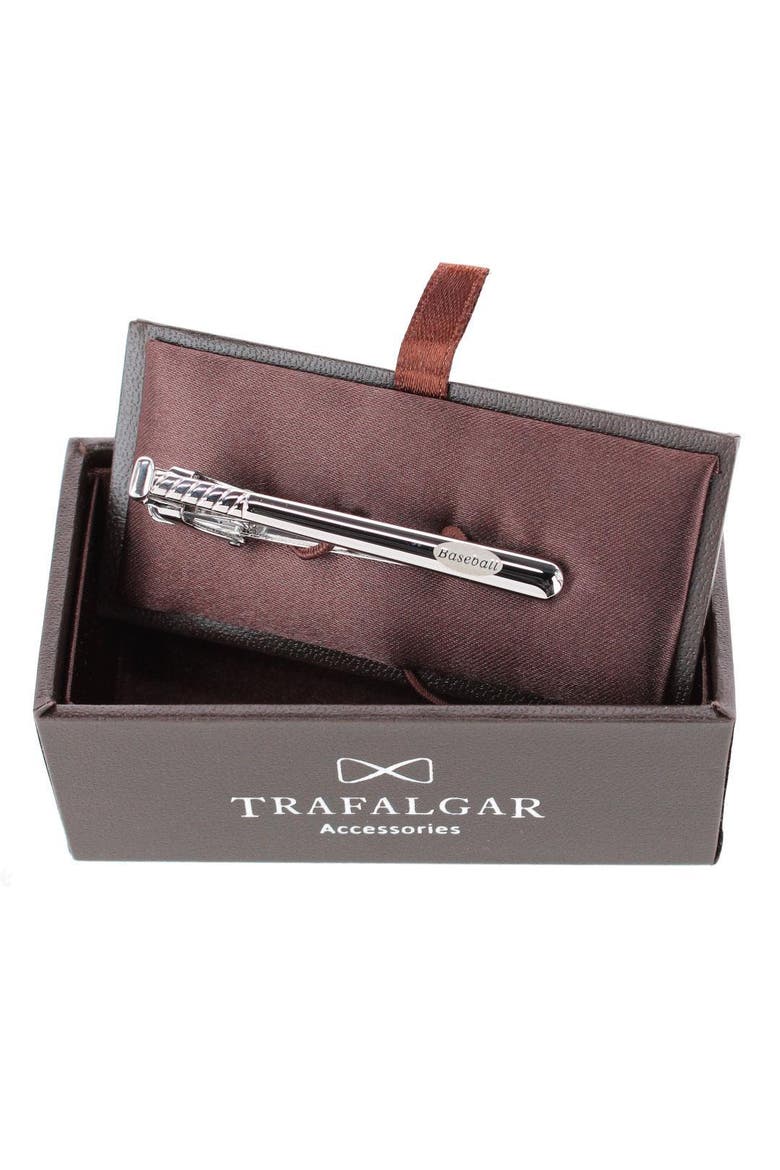 Home Run Baseball Bat Silver Tie Bar, Alternate, color, Antique Silver
