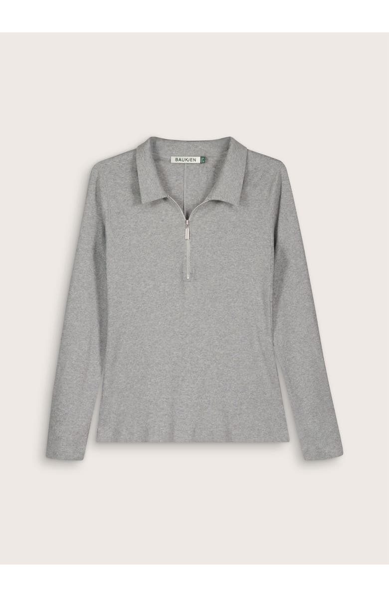 Baukjen Cotton Zip Collar Ribbed Top, Alternate, color, Grey Marl