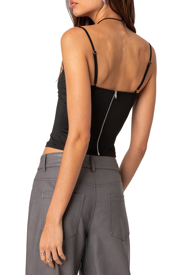 Juno Corset Crop Camisole, Alternate, color, BLACK