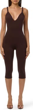 Naked Wardrobe Deep Plunge Capri Jumpsuit