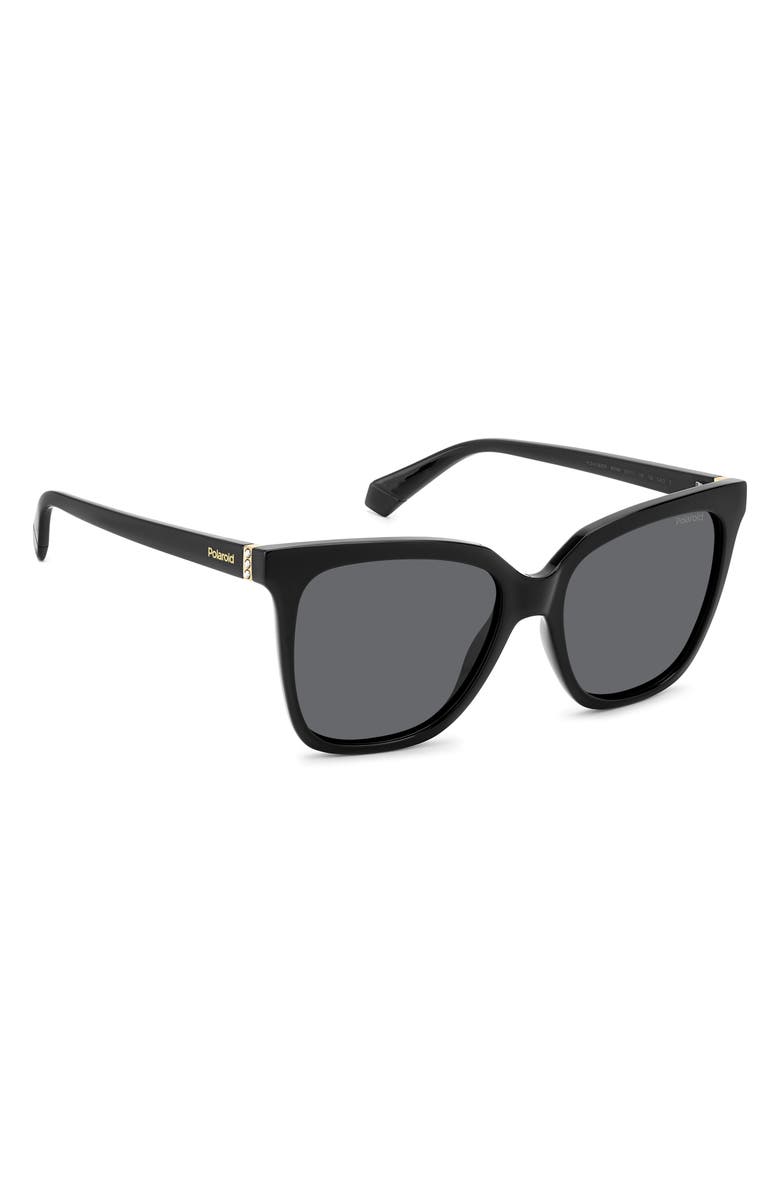 Polaroid 55mm Polarized Square Sunglasses, Alternate, color, Black/ Gray Polarized