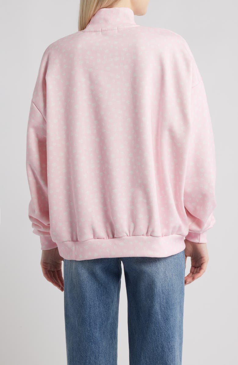 HAPPY CAMP3R Ditsy Daisy Logo Appliqué Mock Neck Graphic Sweatshirt, Alternate, color, Baby Pink