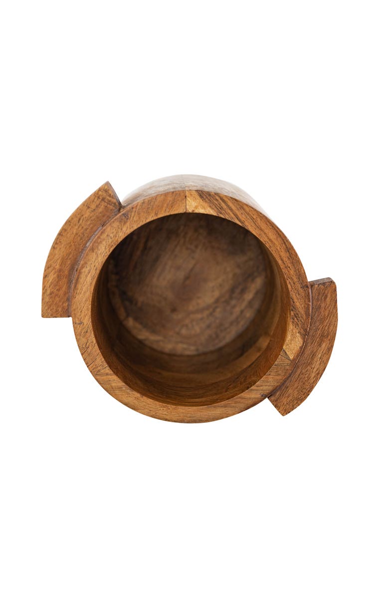 Foreside Home and Garden 3.25" x 4" Benson Rustic Acacia Wood Small Decorative Pinch Bowl Dish, Alternate, color, Brown