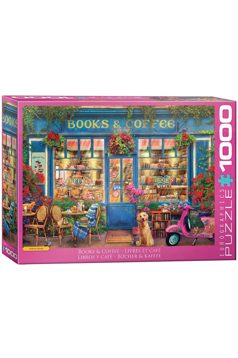 Books and Coffee 1000 Piece Puzzle, Main, color, Multicolored