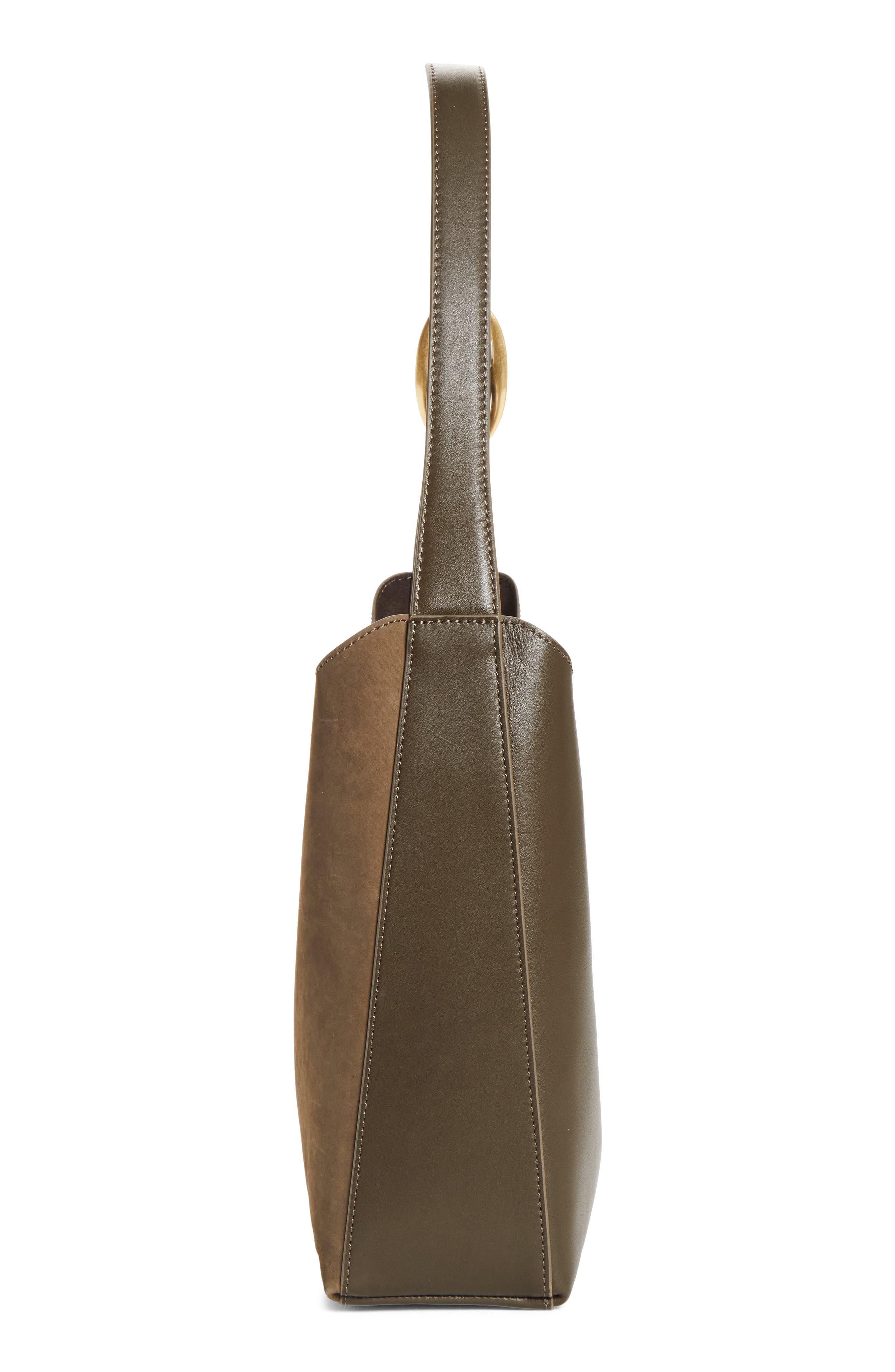 Greta Suede & Leather Shoulder Bag, Alternate, color, KHAKI
