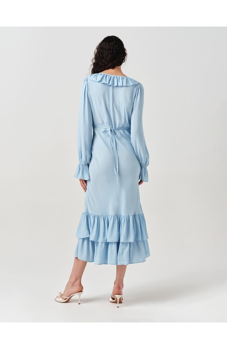 Ghost London Melina Crepe Ruffle Hem Midi Dress, Alternate, color,
