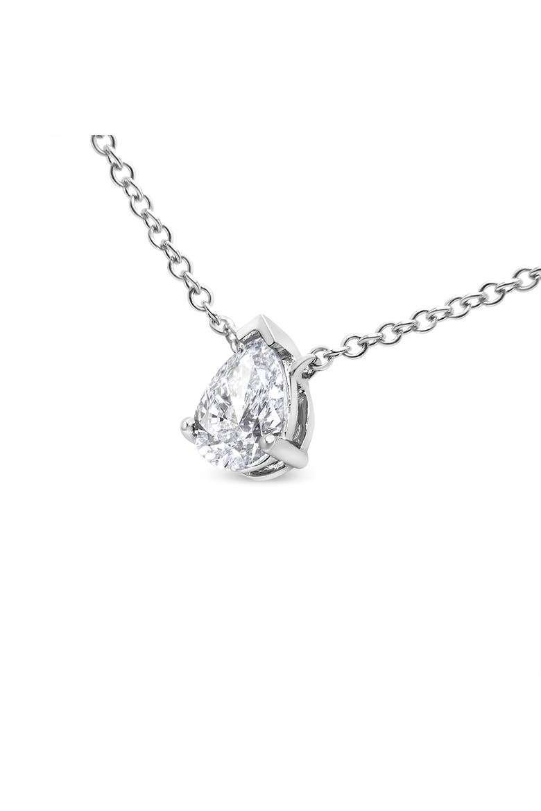 AGS Certified 14K White Gold 1/2 Cttw Diamond Pear Pendant Necklace, Alternate, color, White