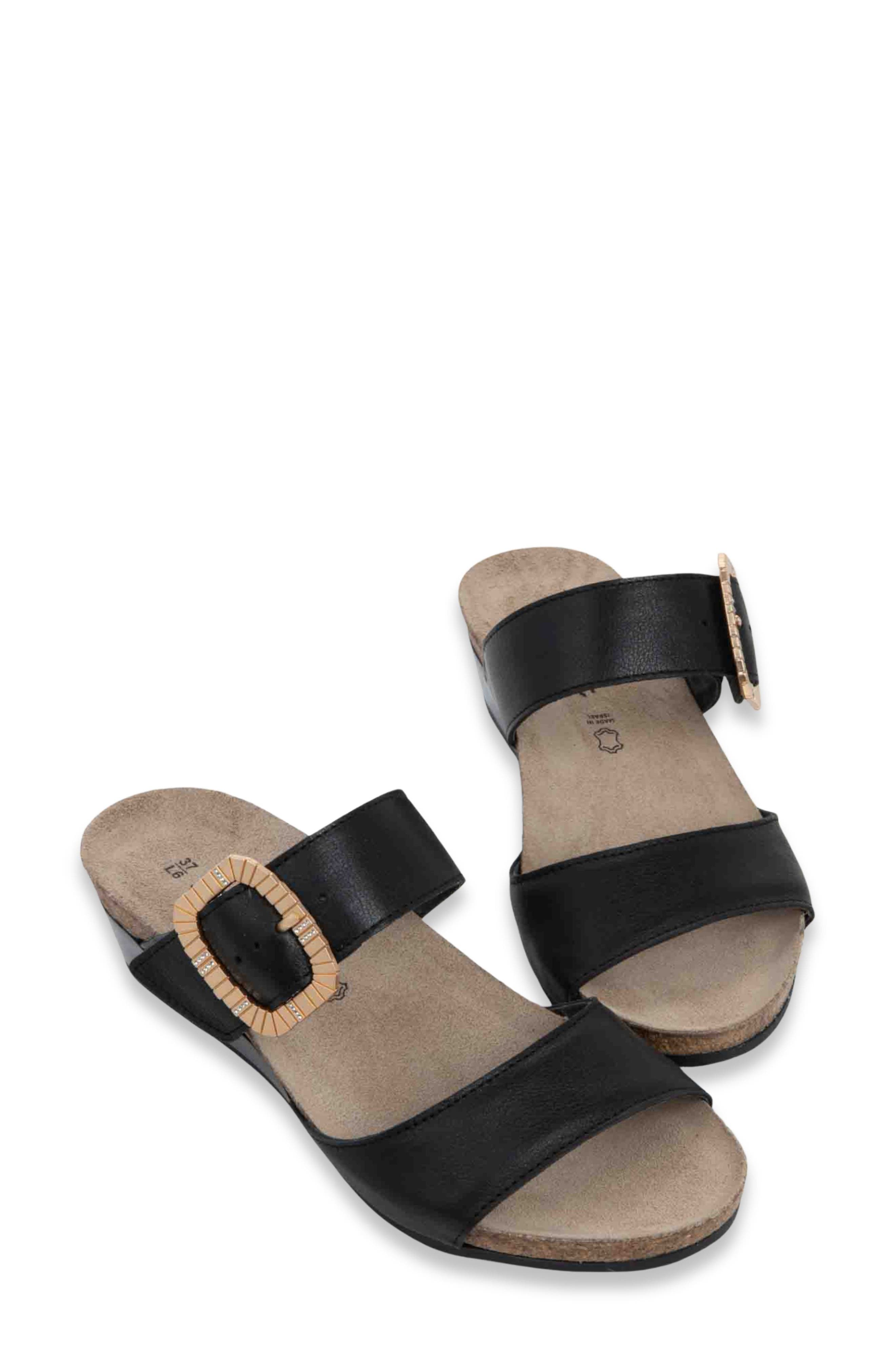 Naot Magic Luxe Double Strap Platform Slide Sandal, Alternate, color, Black Leather