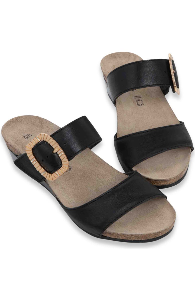 Naot Magic Luxe Double Strap Platform Slide Sandal, Alternate, color, Black Leather