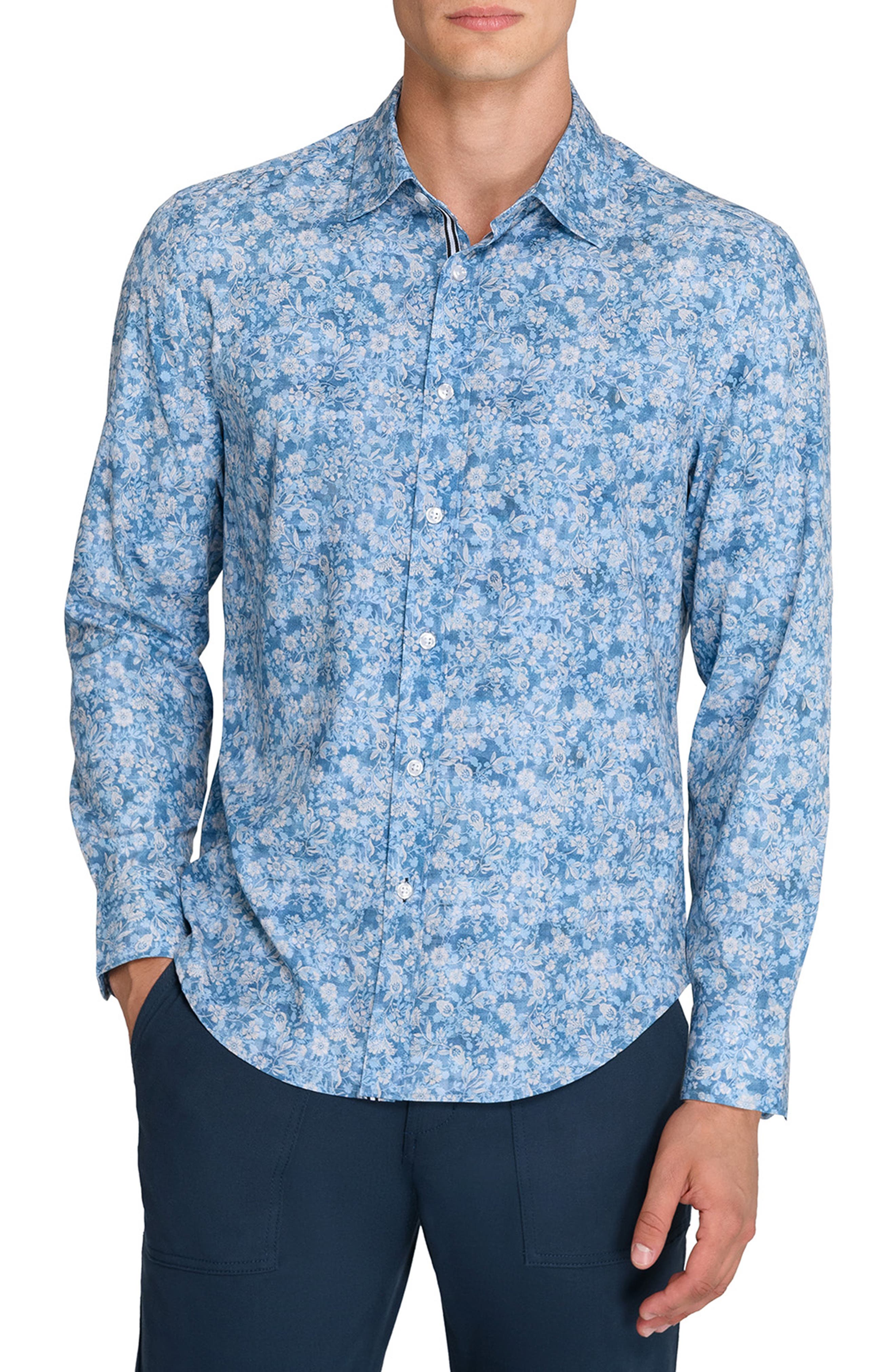 Shadow Floral Print Woven Long Sleeve Basic - image 3