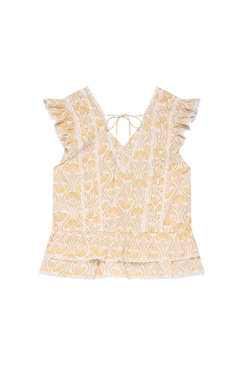 Cotton Floral Print Top, Alternate, color, Yellow