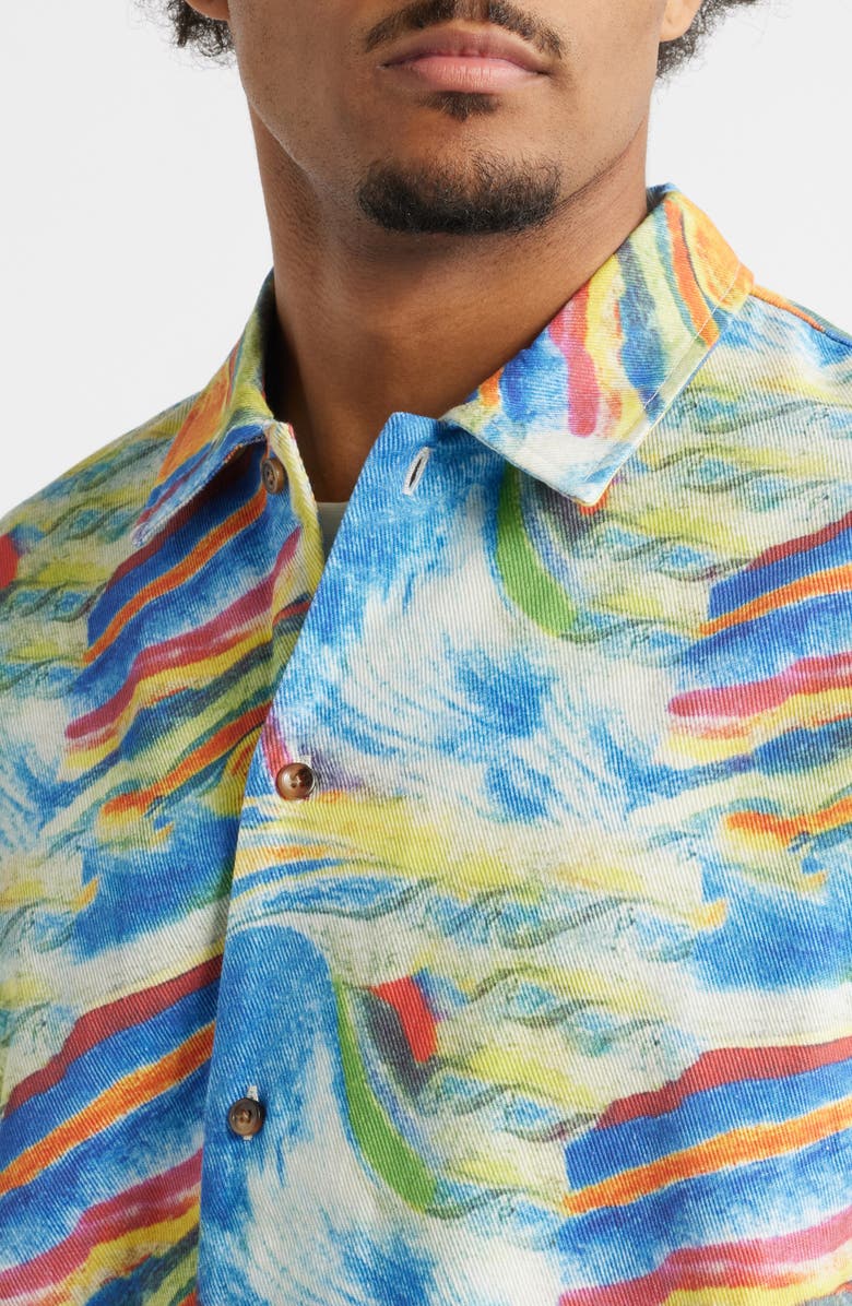 RIZORT Art Printed Button-Up Shirt Jacket, Alternate, color, Blue