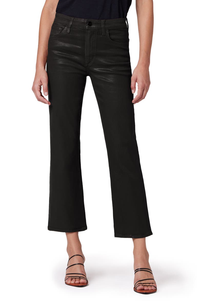 The Callie Coated High Waist Ankle Bootcut Jeans, Main, color, BLACK