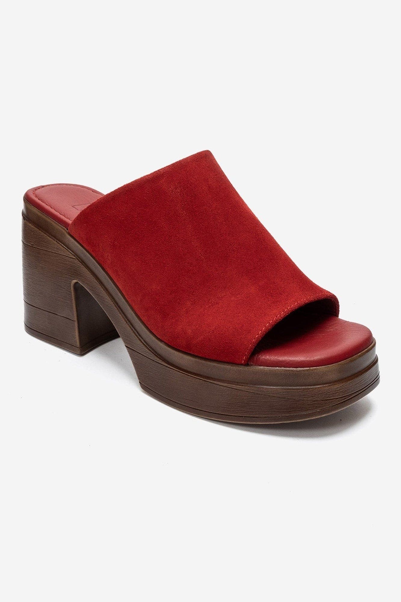 Nola Leather Platform Mules, Alternate, color, Red Suede
