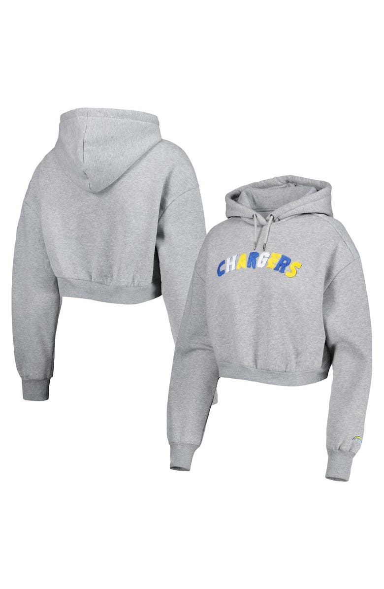 THE WILD COLLECTIVE Women's The Wild Collective Gray Los Angeles Chargers Cropped Pullover Hoodie, Main, color, Gray