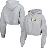 THE WILD COLLECTIVE Women's The Wild Collective Gray Los Angeles Chargers Cropped Pullover Hoodie