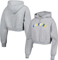THE WILD COLLECTIVE Women's The Wild Collective Gray Los Angeles Chargers Cropped Pullover Hoodie
