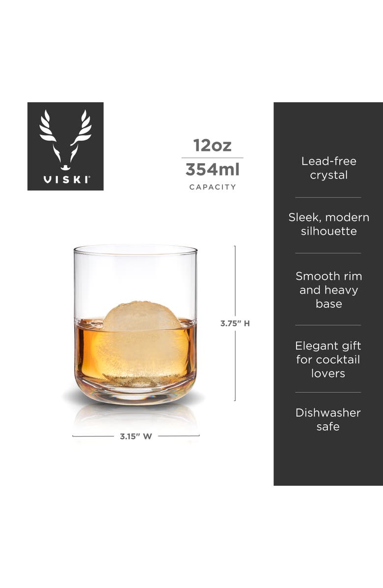 Viski Raye Crystal Whiskey Tumblers Set of 2, Alternate, color, Clear