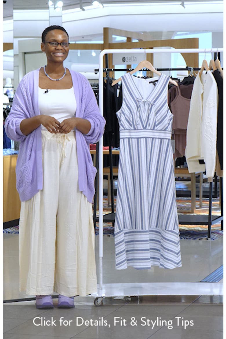 Stripe V-Neck Midi Dress video