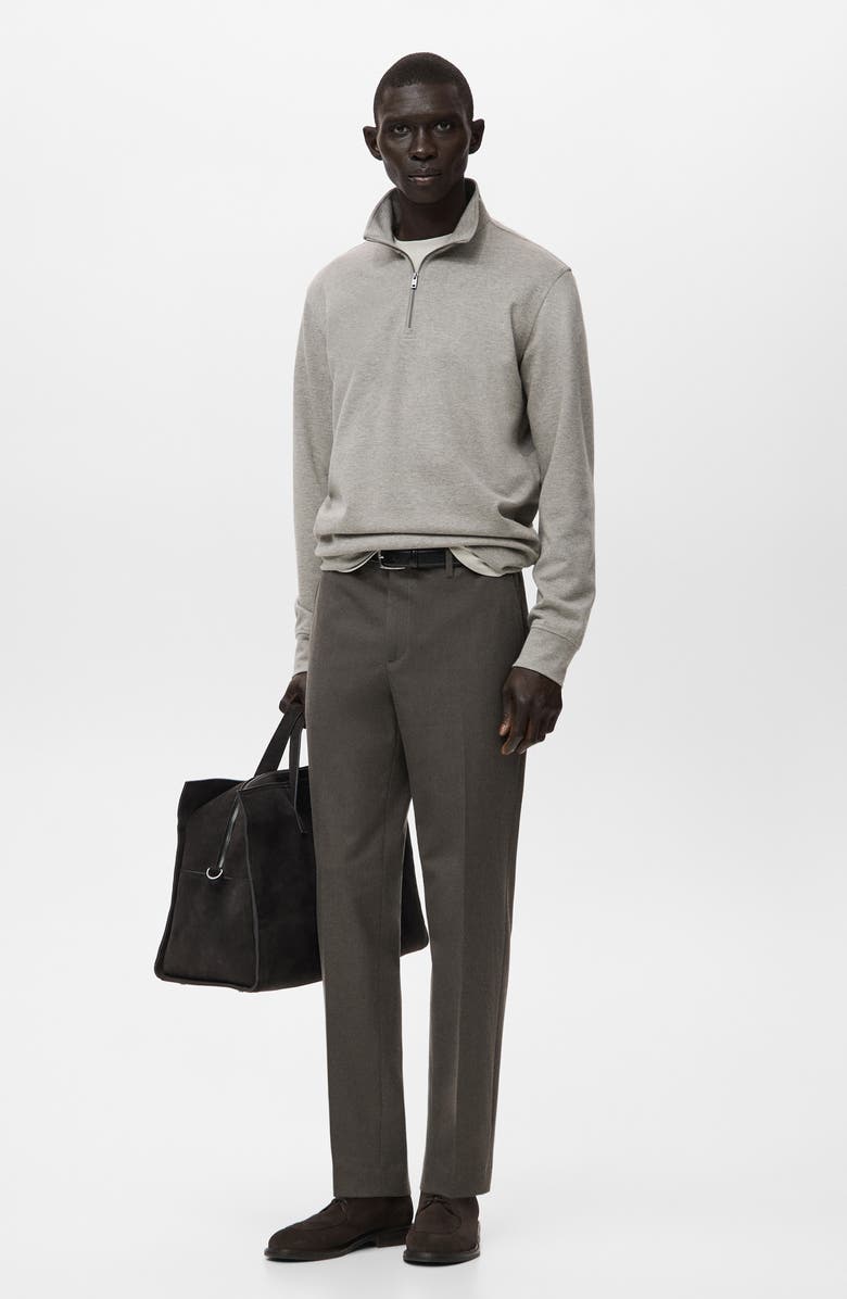 MANGO Regular Fit Quarter Zip Pullover, Alternate, color, Greige