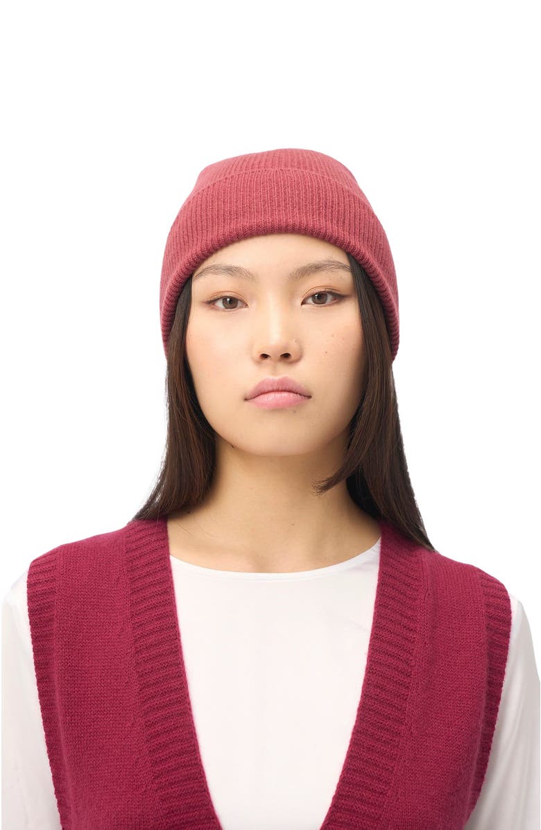 Gobi Cashmere Cashmere Rib Knit Beanie, Main, color, Madder Brown