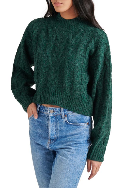 Steve Madden Marcie Cable Stitch Mock Neck Sweater In Green