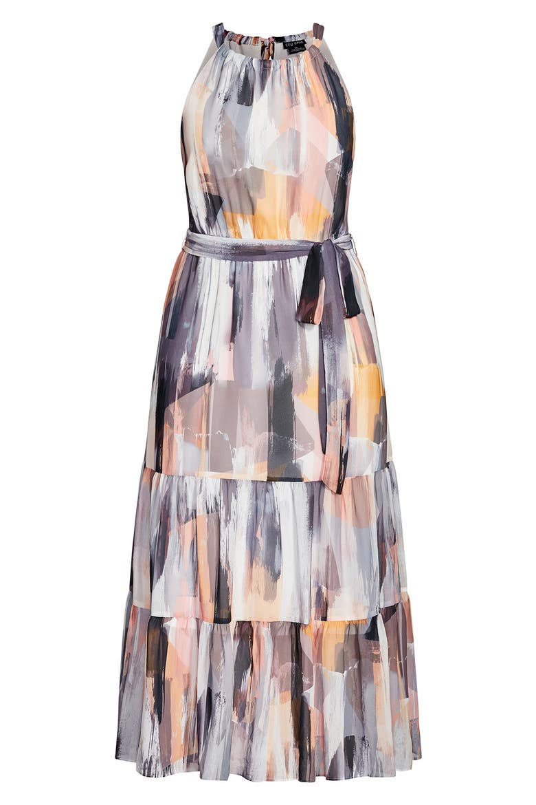Brushstroke Halter Maxi Dress, Alternate, color, BRUSHSTROKE