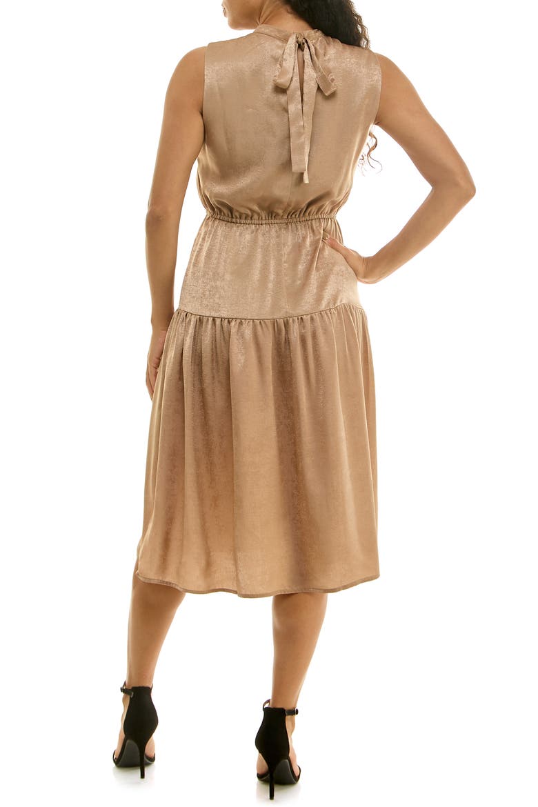 Sleeveless Back Bow Tiered Dress, Alternate, color, PRALINE