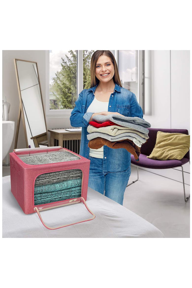 4-Pack Foldable Storage Boxes, Alternate, color, PINK