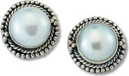 SAMUEL B. Sterling Silver 10-11mm White Pearl Stud Earrings