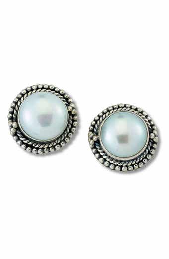 SAMUEL B. Sterling Silver 10-11mm White Pearl Stud Earrings