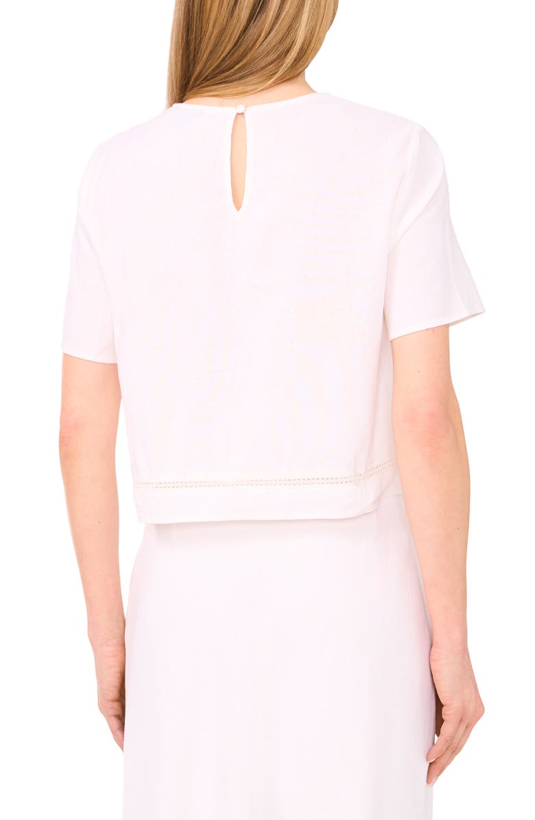 Halogen<sup>®</sup> Ladder Stitch Accent Linen Blend T-Shirt, Alternate, color, Bright White