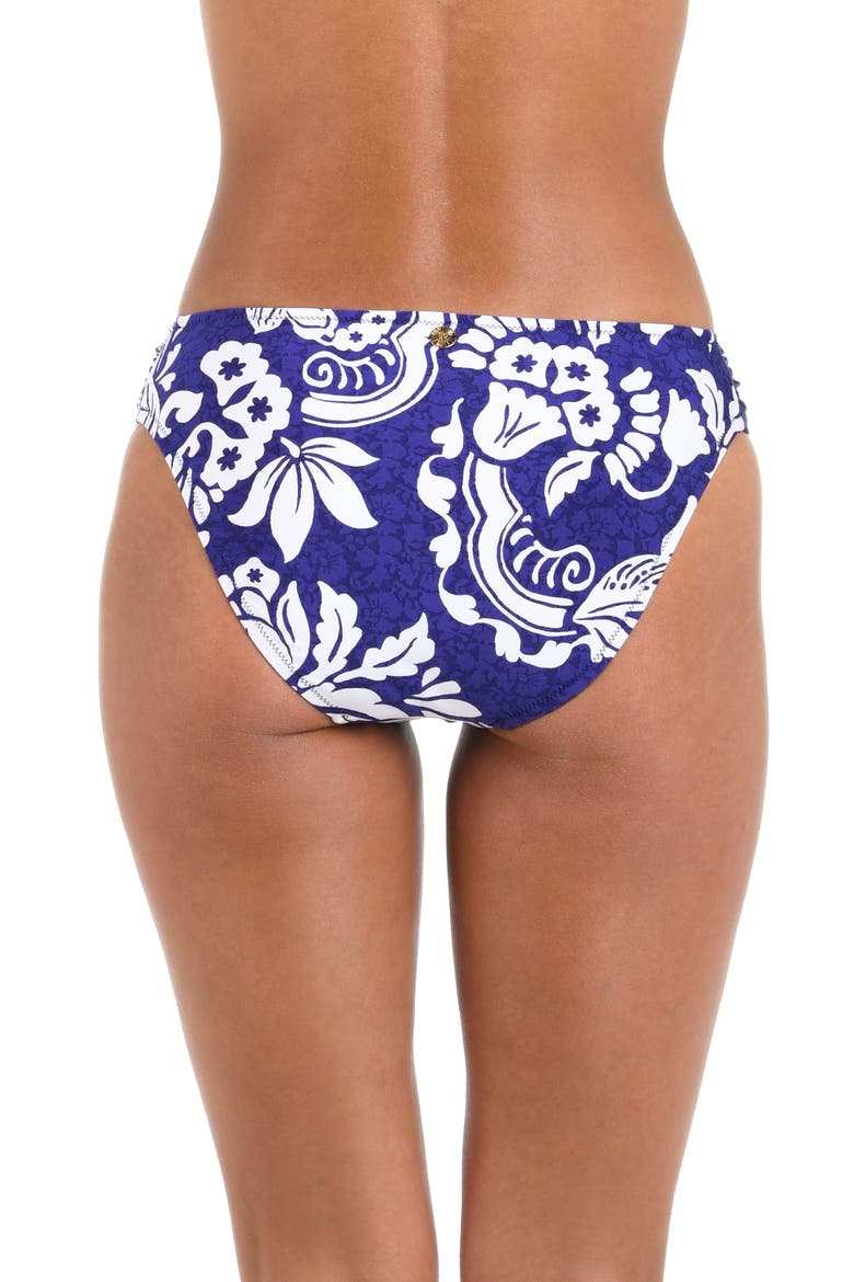 Floral Shirred Side Bikini Bottoms, Alternate, color, ULTRAMARINE