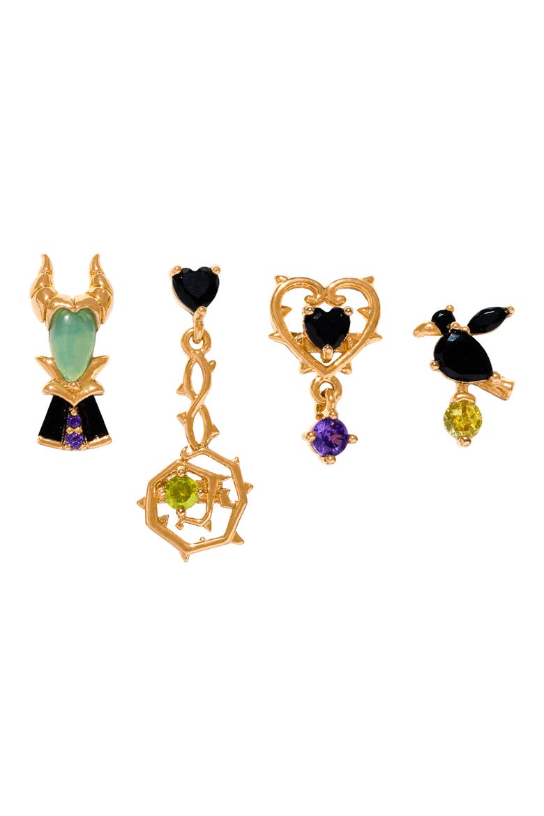 Disney Maleficent Stud Earring Set, Main, color, GOLD